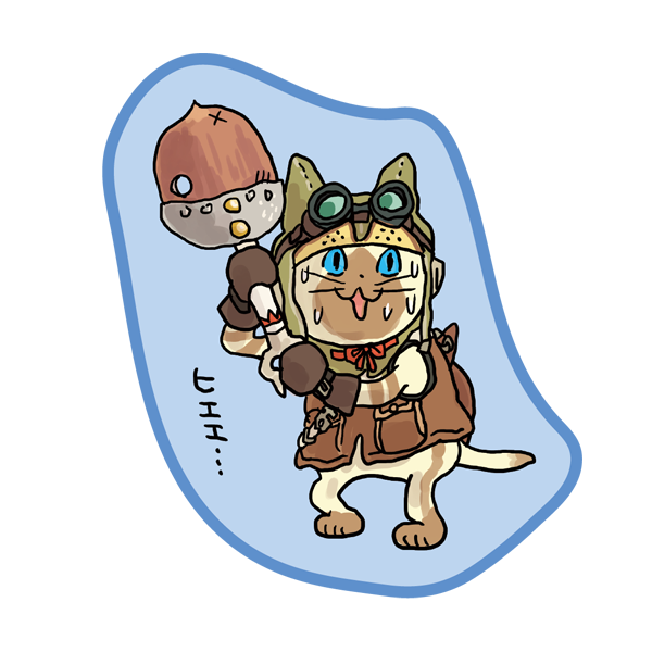 モンスターハンター×仕事猫 ダイカットタオル(ヒエエ)