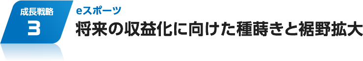 成長戦略3　eスポーツ：将来の収益化に向けた種蒔きと裾野拡大