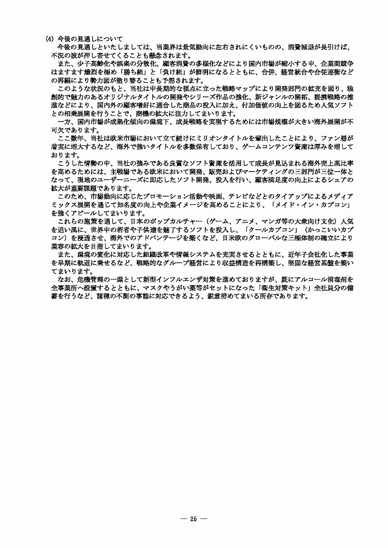 株式会社カプコン 有価証券報告書